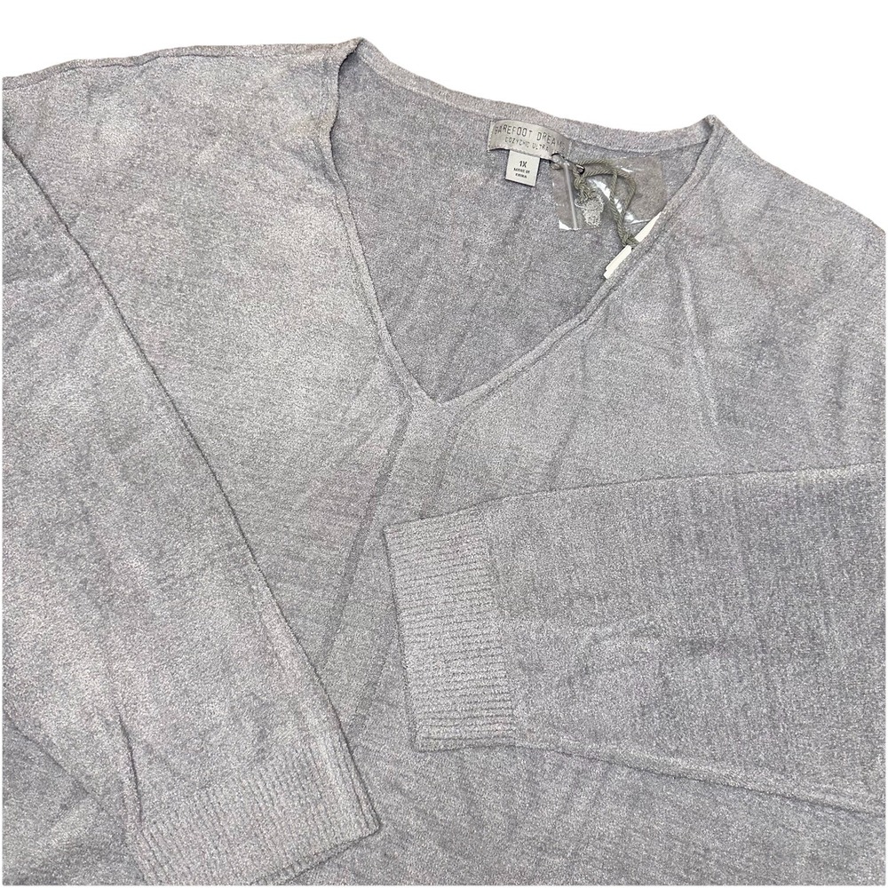NWT Barefoot Dreams CozyChic Ultra Lite V-Neck Vapor Tunic Sweater Women 1X $138